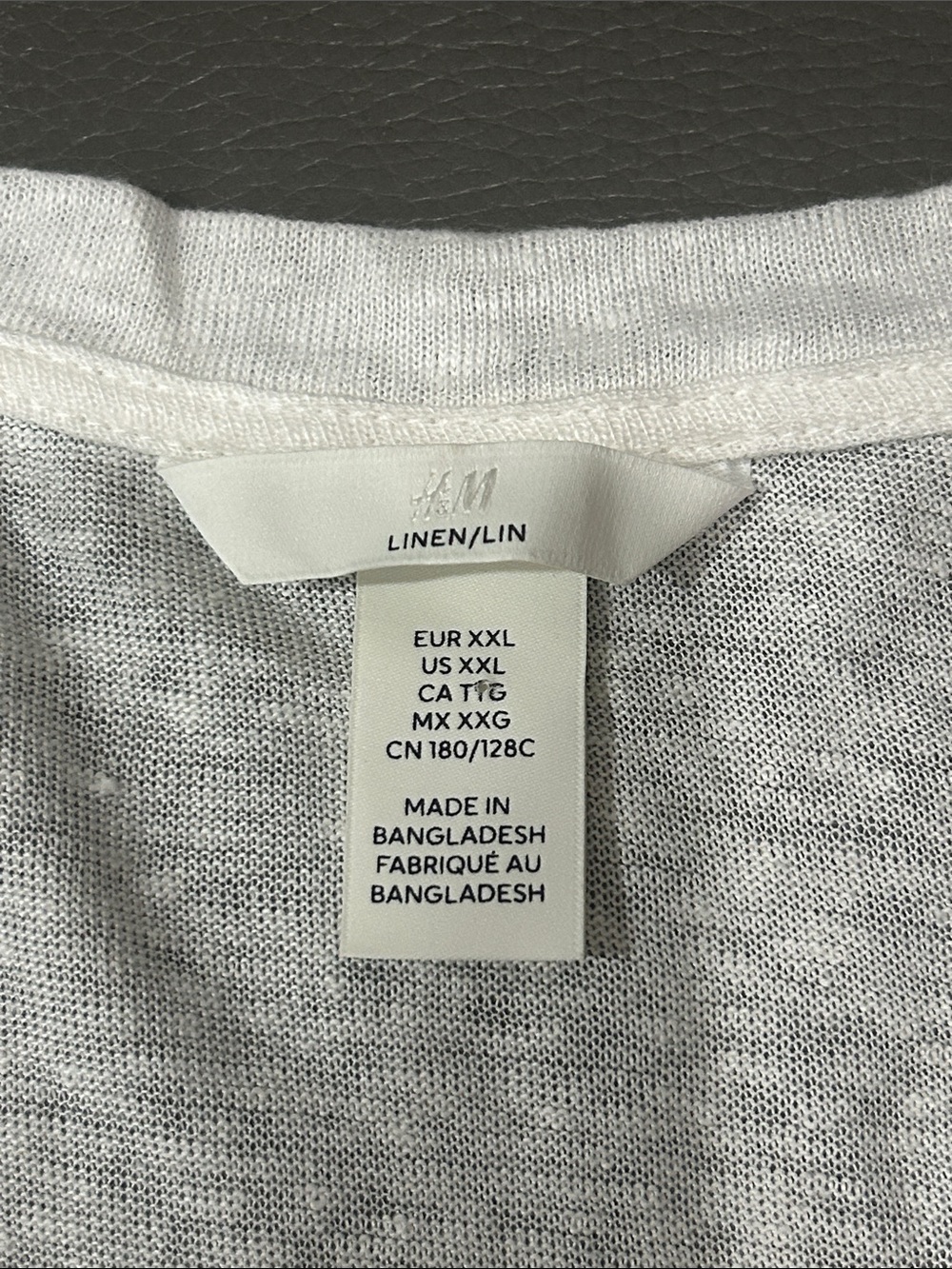 H&M Lightweight V-Neck 100% Linen Tee in White sz XXL - Picture 2 of 5